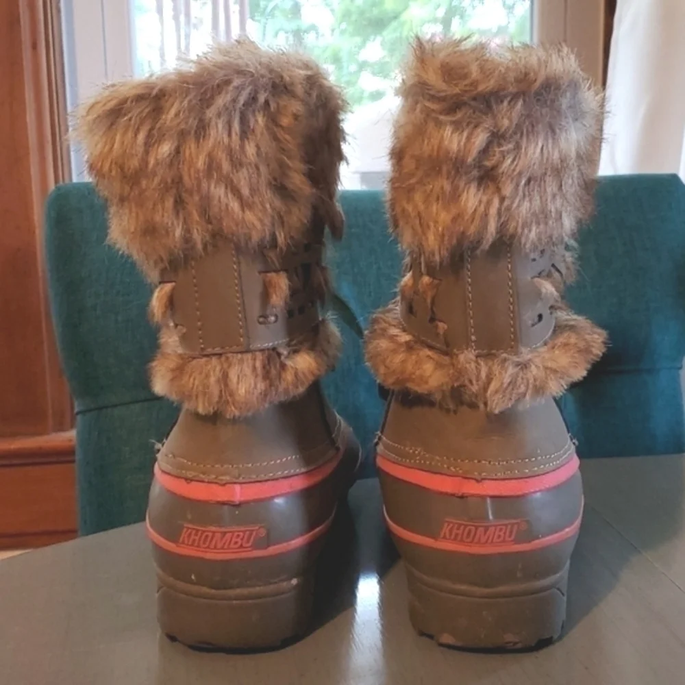 KHOMBU Snow Boots Winter Fur lined Warm Neutral waterproof Like new Sz.7